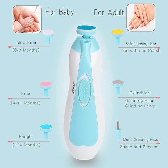 Electric Baby Nail Trimmer File with 6 Grinders Manicure Kit