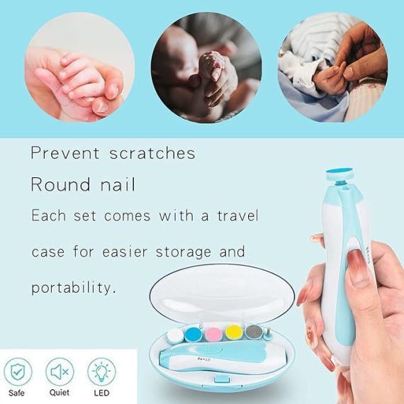 Electric Baby Nail Trimmer File with 6 Grinders Manicure Kit